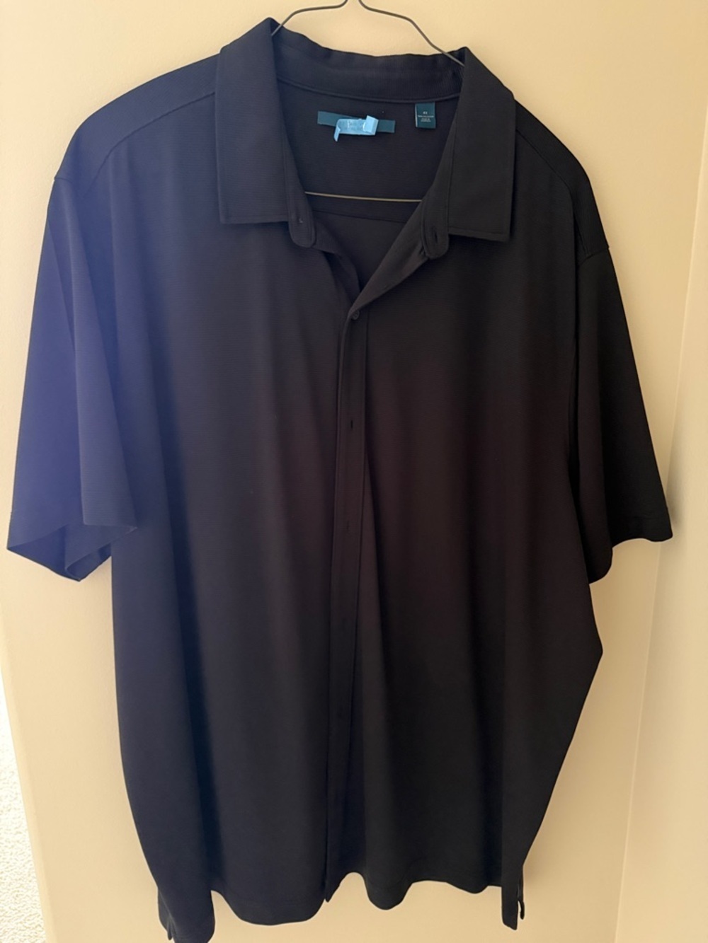 Perry Ellis Black Short-Sleeve Button-Up Polo Shirt